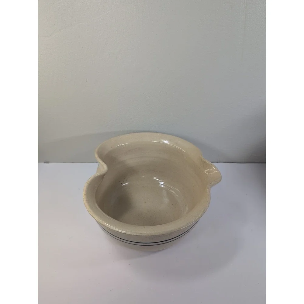 Marshall Pottery TX Cobalt Stripes Heart Batter Mixing Bowl MAGNOLIAS 10